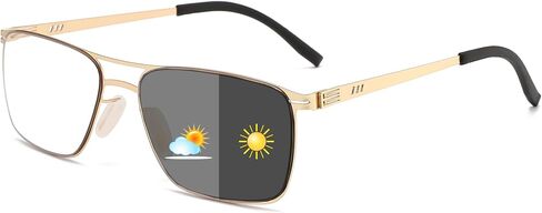 Viseng Photochromic Aviator Reading Glasses for Men and Women Metal Ultralight Flexible Anti Glare UV Ray Filter Readers in Saudi Arabia