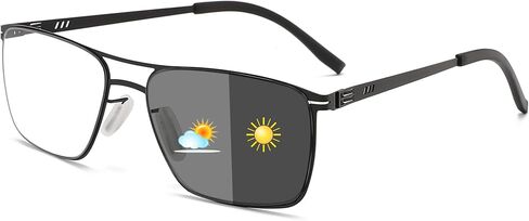 Viseng Photochromic Aviator Reading Glasses for Men and Women Metal Ultralight Flexible Anti Glare UV Ray Filter Readers in Saudi Arabia