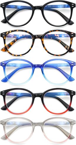 COJWIS Reading Glasses Blue Light Blocking 5 Pack Spring Hinge Fashion Readers for Men and Women Anti Glare Filter Eyeglasses in Saudi Arabia