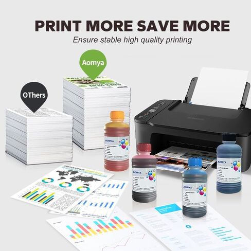 Aomya Compatible HP Black Ink Refill Kit 500ml Dye Bulk Ink for HP Inkjet Printers Refillable Cartridge CISS CIS System (16.9 oz) with Syringe&Glove in Kuwait