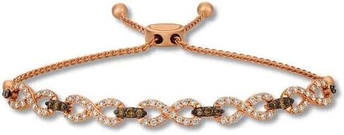 Simulated Brown & White Diamond Women's Bolo Bracelet in 925 Sterling Silver Two Tone Plated Adjustable Bracelet Birthday, Wedding Wear in Saudi Arabia