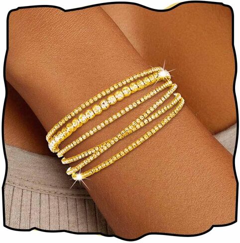 Gold Rhinestone Bracelets Silver Multilayer Charm Cuff Bracelet Crystal Bridal Bangle for Women in Saudi Arabia