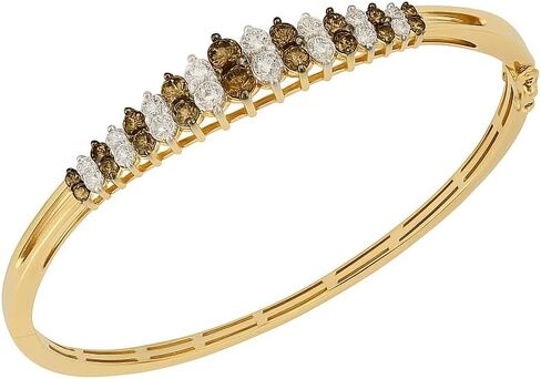 Elegant Brown & Simulated White Diamond Bangle in 925 Sterling Silver Yellow Gold Plated Women’s Stunning Bangle Bracelet for Wedding, Party & Anniversary Wear in Saudi Arabia