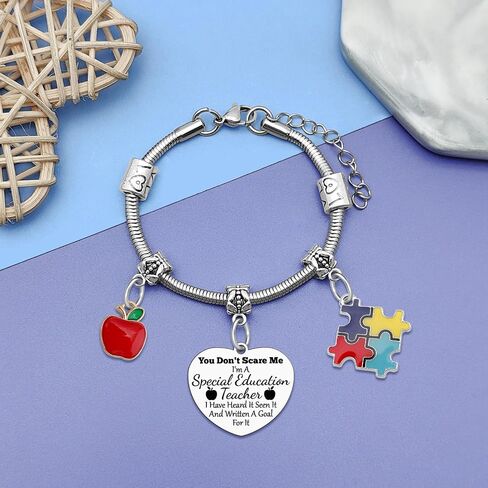 Special Education Teacher Appreciation Gifts for Women Friends Stainless Steel Bracelet Thank You Gift for Autism Teacher Appreciation Week Gift Special Education Teachers Gifts Christmas Birthday in Kuwait