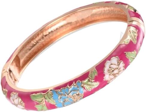 Women's Wrist Jewelry Traditional Classical Flower Pattern Vintage Cloisonne Bangle Bangle on Hand Openable in Kuwait