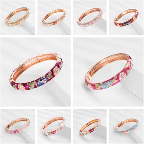 Women's Wrist Jewelry Traditional Classical Flower Pattern Vintage Cloisonne Bangle Bangle on Hand Openable in Kuwait