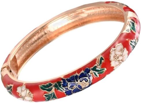 Women's Wrist Jewelry Traditional Classical Flower Pattern Vintage Cloisonne Bangle Bangle on Hand Openable in Kuwait