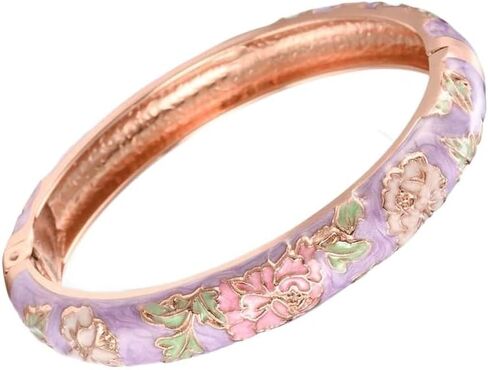 Women's Wrist Jewelry Traditional Classical Flower Pattern Vintage Cloisonne Bangle Bangle on Hand Openable in Kuwait