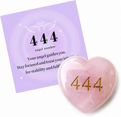 Rose Quartz 444 Angel Number Heart Stone – Unconditional Love Crystal for Healing | Reiki Palm Stone | Mother’s Day & Birthday Gift for Her in Saudi Arabia