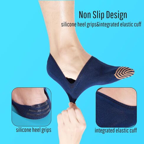 No Show Socks for Men 6 Pack,Non Slip Cotton Low Cut Short Socks for Sneaker Loafer Running in Saudi Arabia