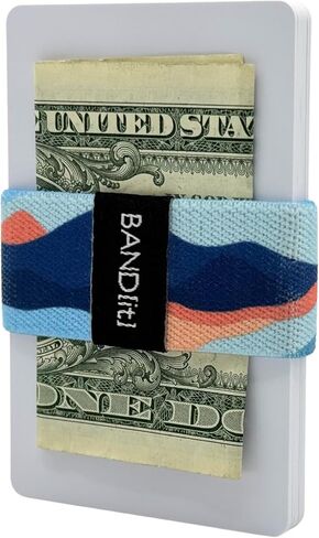 BAND[it] Minimalist Elastic Wallet – Slim Stretch Fabric Front Pocket Wallet for Men & Women – Credit Card Holder Band for Cards & Cash – Lightweight EDC Wallet Alternative (Mountain) in Kuwait