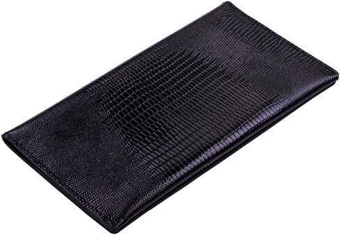 Genuine leather banknote wallet Travel black lizard (leather, durable stitching, folds in half, holds 4 cards, coin pocket, flat banknote compartment) in Saudi Arabia