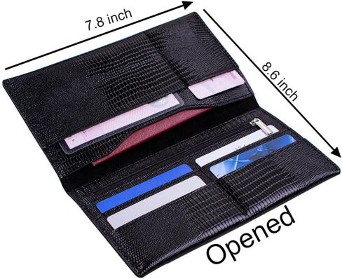 Genuine leather banknote wallet Travel black lizard (leather, durable stitching, folds in half, holds 4 cards, coin pocket, flat banknote compartment) in Saudi Arabia