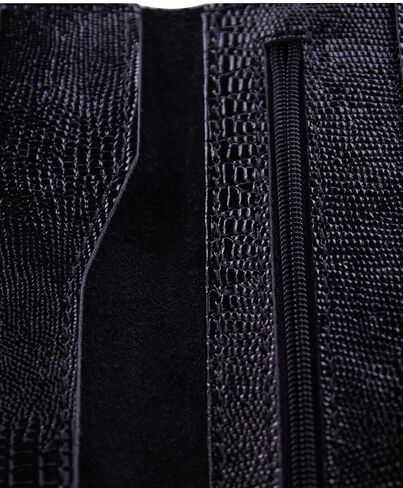 Genuine leather banknote wallet Travel black lizard (leather, durable stitching, folds in half, holds 4 cards, coin pocket, flat banknote compartment) in Saudi Arabia