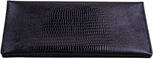 Genuine leather banknote wallet Travel black lizard (leather, durable stitching, folds in half, holds 4 cards, coin pocket, flat banknote compartment) in Saudi Arabia
