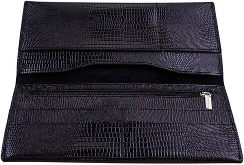 Genuine leather banknote wallet Travel black lizard (leather, durable stitching, folds in half, holds 4 cards, coin pocket, flat banknote compartment) in Saudi Arabia