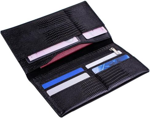 Genuine leather banknote wallet Travel black lizard (leather, durable stitching, folds in half, holds 4 cards, coin pocket, flat banknote compartment) in Saudi Arabia