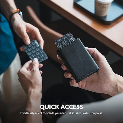Wallet with Slim Pop Up Card Holder for Men, Bifold Minimalist Smart Wallet RFID Blocking Credit Card Holder with ID Window & Stretchable Cash Slot, Coffee in Kuwait