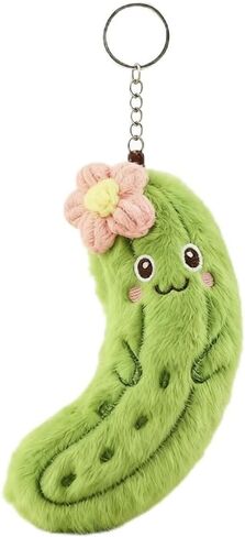Aoekaff Funny Plush Pickle Keychain Soft Cucumber Charm for Adults Quirky Desk Pet Stress Relief Fidget Unique Novelty Gift for Coworkers Friends & Pickle Lovers in Kuwait