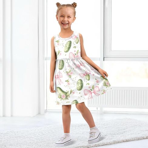 Dussdil Summer Girls Dresses for Girl Toddler Casual Beach Cotton Sleeveless Dress in Kuwait
