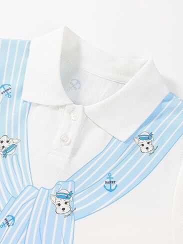 Girls Tennis Dress Dog Print Short Sleeve Polo Dress Summer Pleated School Uniform Dress for Teens 5-15Y in Saudi Arabia