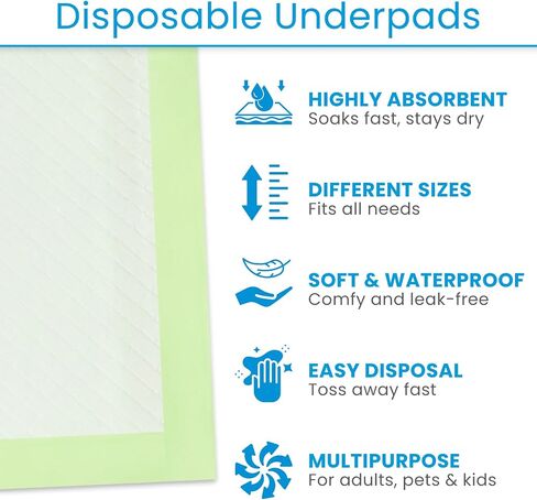 Sures Disposable Bed Pads for Adults - (17" x 24", 100 Count) - Incontinence Underpads with Superior Absorbency - Pee Pad for Elderly - Furniture & Surface Protection in Saudi Arabia