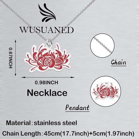 WUSUANED Red Flowering Necklace Herb Jewelry Re d Spider Lily Gift Flower Lover Gift in Kuwait