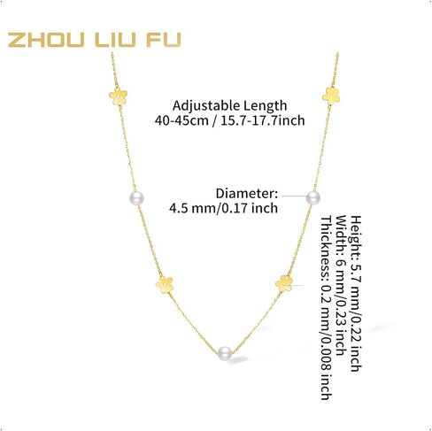 ZHOU LIU FU 18K الذهب اللؤلؤ قلادة 750 الذهب الحقيقي زهرة القلائد الأبيض المياه العذبة اللؤلؤ سلسلة ذهبية قلادة قابل للتعديل للنساء أمي عيد ميلاد الذكرى السنوية مجوهرات لذيذة 15.7-17.7 "(40 + 5 سم) X0513870 in Kuwait