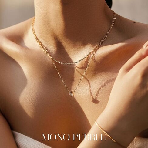 Gold Necklaces Set - Tarnish Proof and Hypoallergenic Layered Thick Gold-Plated Necklaces with Optional Finest Cubic Zirconia Stone- Extension, Strong Lobster Hook, White or 18K Yellow Gold in Saudi Arabia