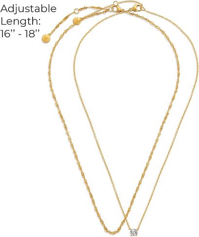 Gold Necklaces Set - Tarnish Proof and Hypoallergenic Layered Thick Gold-Plated Necklaces with Optional Finest Cubic Zirconia Stone- Extension, Strong Lobster Hook, White or 18K Yellow Gold in Saudi Arabia