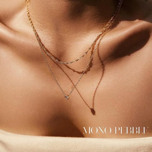 Gold Necklaces Set - Tarnish Proof and Hypoallergenic Layered Thick Gold-Plated Necklaces with Optional Finest Cubic Zirconia Stone- Extension, Strong Lobster Hook, White or 18K Yellow Gold in Saudi Arabia