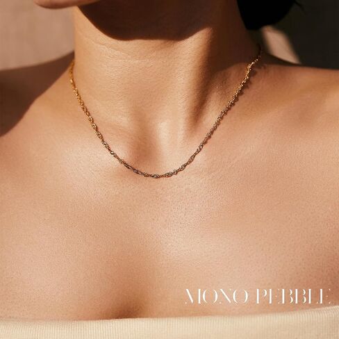 Gold Necklaces Set - Tarnish Proof and Hypoallergenic Layered Thick Gold-Plated Necklaces with Optional Finest Cubic Zirconia Stone- Extension, Strong Lobster Hook, White or 18K Yellow Gold in Saudi Arabia
