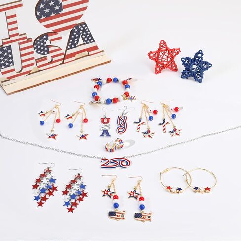 4th of July C Hoop Earrings for Women, Red White Blue Cubic Zirconia Huggie Earrings with 925 Sterling Silver Posts, Hypoallergenic Patriotic Jewelry Gift for Independence Day in Saudi Arabia