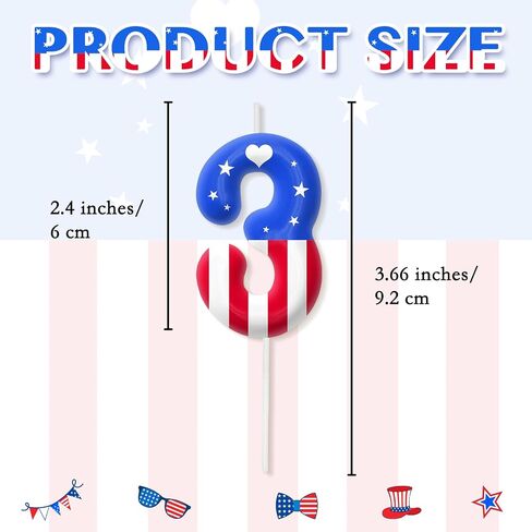 Star Flag Birthday Candles, Red White Blue Number Candles, Boys Girls Celebration Birthday Decorations, Stars and Stripes Independence Day Cake Decorations, July of 4th Patriotic Party Supplies 3 in Kuwait