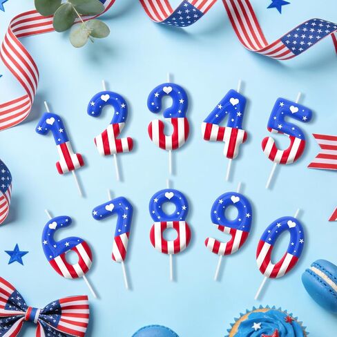 Star Flag Birthday Candles, Red White Blue Number Candles, Boys Girls Celebration Birthday Decorations, Stars and Stripes Independence Day Cake Decorations, July of 4th Patriotic Party Supplies 3 in Kuwait