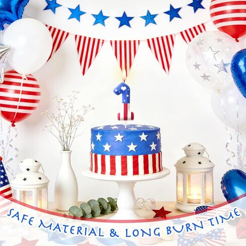 Star Flag Birthday Candles, Red White Blue Number Candles, Boys Girls Celebration Birthday Decorations, Stars and Stripes Independence Day Cake Decorations, July of 4th Patriotic Party Supplies 3 in Kuwait