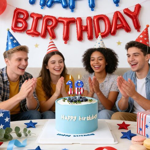 Star Flag Birthday Candles, Red White Blue Number Candles, Boys Girls Celebration Birthday Decorations, Stars and Stripes Independence Day Cake Decorations, July of 4th Patriotic Party Supplies 3 in Kuwait