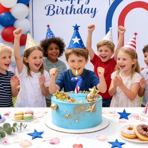 Star Flag Birthday Candles, Red White Blue Number Candles, Boys Girls Celebration Birthday Decorations, Stars and Stripes Independence Day Cake Decorations, July of 4th Patriotic Party Supplies 3 in Kuwait