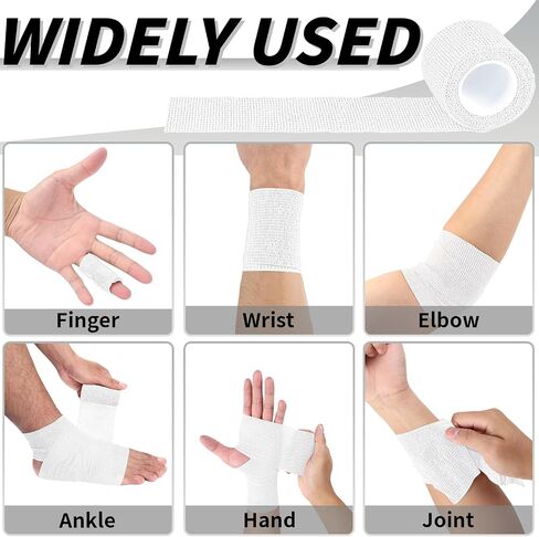 120 Pack White Vet Wrap Cohesive Bandage, 2 Inch x 5 Yards Self Adhesive Elastic Wrap Bulk, Breathable Bandage Tape for Dogs, Pets, Horses, Sports, Wrist, Ankle & First Aid in Kuwait