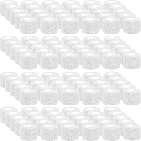 120 Pack White Vet Wrap Cohesive Bandage, 2 Inch x 5 Yards Self Adhesive Elastic Wrap Bulk, Breathable Bandage Tape for Dogs, Pets, Horses, Sports, Wrist, Ankle & First Aid in Kuwait