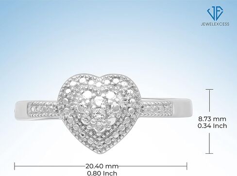 JEWELEXCESS 3-Piece White Diamond Sterling Silver Earrings Set, Sterling Silver Necklace, Sterling Silver Rings – Heart Shaped Jewelry – Jewelry Sets for Women – Birthday Gifts in Saudi Arabia