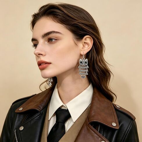 Ailiessy Vintage Owl Sweater Chain Necklace Big Eye Owl Animal Dangle Drop Earrings for Women Fashion Jewelry Set in Kuwait