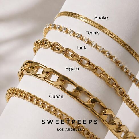 مجموعة أساور ذهبية من SWEET PEEPS للنساء، مجموعة أساور قابلة للتكديس من الذهب عيار 18 قيراط مع تنس، رابط كوبي، سلسلة ثعبان وأساور مشبك ورق، مجوهرات ذهبية عصرية ذات طبقات in Kuwait