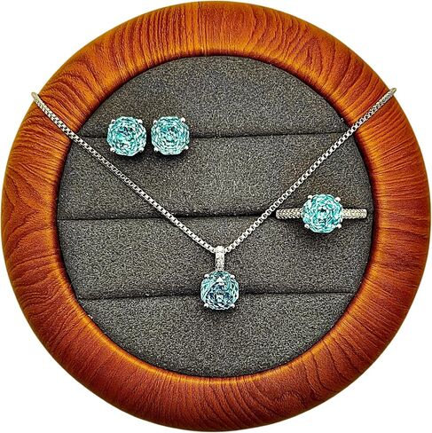 Silver Plated Colorful Moissanite Jewelry Set (Necklace, Ring, Earrings) for Wedding, Party, Prom, Proposal Ceremony Ideal for Bride, Bridesmaid, Guest Gift in Saudi Arabia