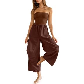 Strapless Jumpsuit For Women Convertible Harem Pants Boho Balloon Pants Tube Top Romper Off Shoulder Yoga Outfit in Saudi Arabia
