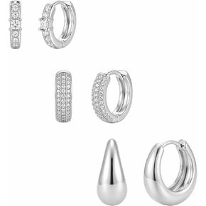 3Pairs Dainty Hoop Earrings for Women Huggie Hoop Earrings Hypoallergenic Jewelry Pieces Small Earring Stack Set Lobe Helix Conch Cartilage Hoops for Sensitive Ears in Saudi Arabia