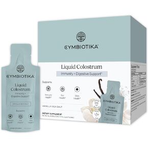 CYMBIOTIKA Liquid Colostrum, 1.5g Full Spectrum Colostrum, Grass-Fed Bovine Colostrum for Gut Health, Immune Support, Skin & Recovery, Sea Salt Vanilla Flavor, 26 Daily Packets (Single Pack) in Saudi Arabia