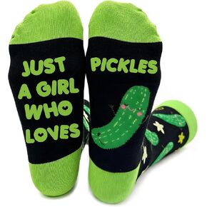 RosyClouds Cute Pickle Socks for Women - Just a Girl Who Loves Pickles Novelty Crew Socks, Funny Food Lover Gift in Saudi Arabia