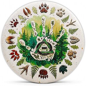 Therian Button Badge 2.3in, Therian Pride Symbol Pin with Wolf Fox Cat Paw Prints, Forestcore Nature Woodland Backpack Jacket Accessory, Gift for Therian Community in Saudi Arabia