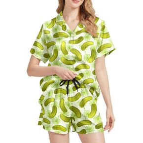 Womens Satin Pajama Set for Women Pjs short Sleeve Top and Shorts Two Piece Outfits in Saudi Arabia